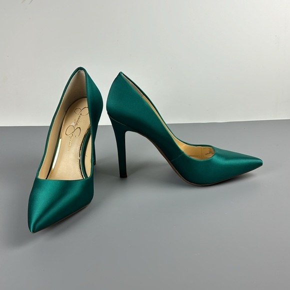 Jessica Simpson Teal Satin Heels - Picture 2 of 6